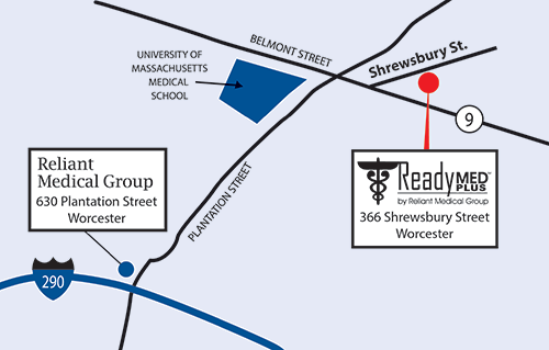 ReadyMED Plus is conveniently located on 366 Shrewsbury Street in Worcester.