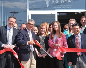 Ribbon cutting ceremony outside of ReadyMED